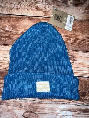 Patagonia Youth Logo Beanie in Belay Blue Skyline Logo NWT